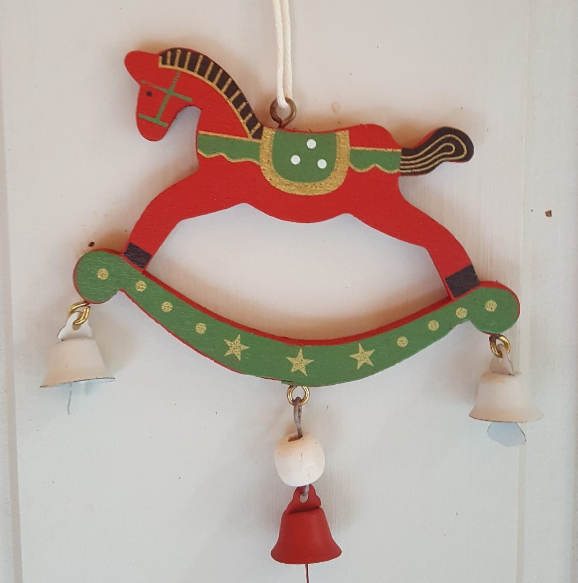 Red wooden rocking horse Christmas decoration  Gisela Graham