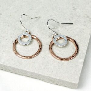 "Tove" rose gold and silver plated rings drop earrings