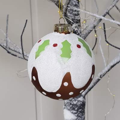 Gisela Graham Large 12cm Christmas hand painted glass ornament bauble on the stand !!! 
