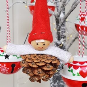 Scandinavian pine cone pixie/nisse boy Christmas decoration by Gisela Graham