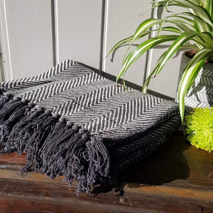 Teal, grey, mustard hygge handmade felted wool ball pompom garland 1