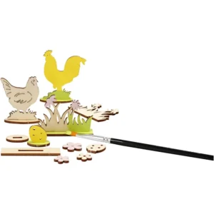 Self-assembly 3D wooden Easter Spring chicken and egg diorama