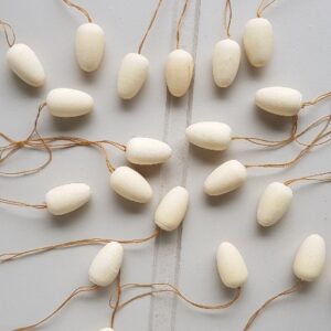 Set of 20 tiny wooden Danish Easter tree egg hanging decorations