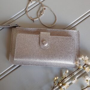 "Rødvig" silver evening wallet with wrist strap