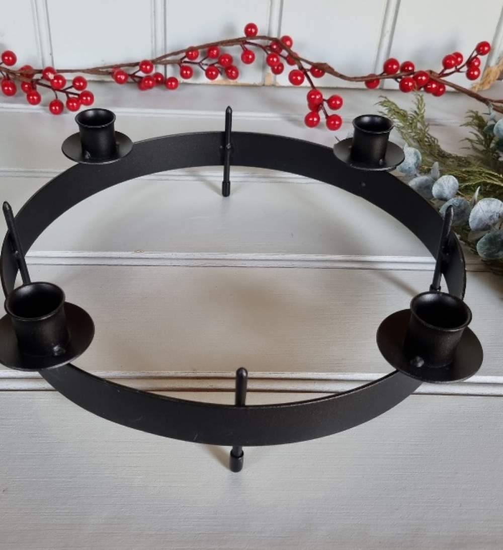 Swedish black iron table candelabra Scandinavian boutique