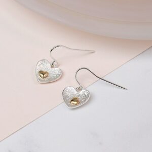 "Sunniva" silver and gold plated heart inset earrings