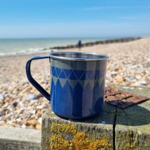 Satara navy blue enamel camping mug