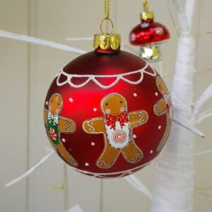 Nordic Jul matt red gingerbread man Christmas bauble by Gisela Graham
