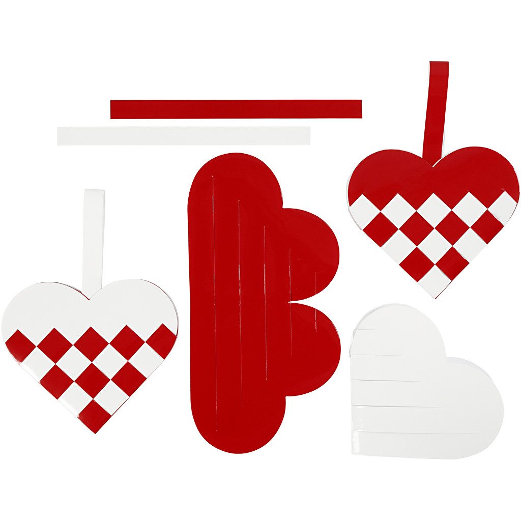 Danish woven Christmas red white paper heart basket kit by Vivi Gade Copenhagen Scandinavian boutique Hygge Style