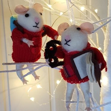 Felted Wool School Mouse Nordic Christmas Decoration By Gisela