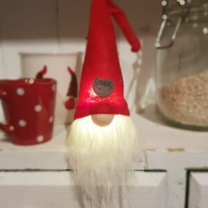 Red light-up Christmas nisse/tomte/gnome/gonk ornament