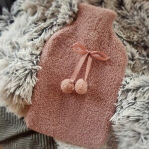 Dusty rose faux shearling snuggly hot water bottle
