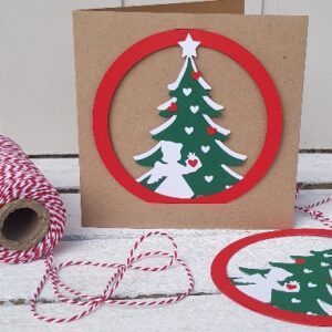 "Jul angel" Danish Christmas paper cut mobile with greetings card