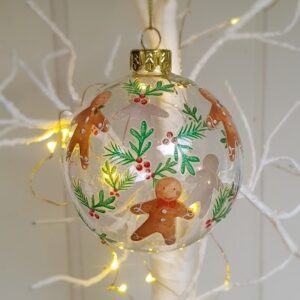 Scandinavian gingerbread man clear glass bauble by Gisela Graham