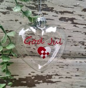 Clear glass Julehjerte Danish Christmas heart bauble - Scandinavian ...