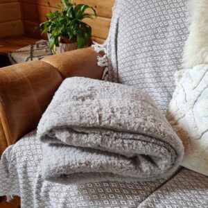 Giant silver grey teddy throw
