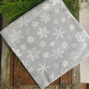 Set of 4 cotton napkins, snowflake on charcoal by Krasilnikoff Denmark