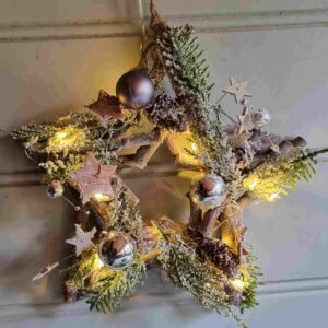 Pine cone star twig Christmas door wreath