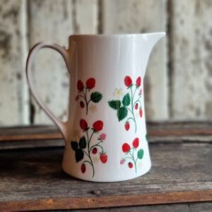 Strawberries bone china medium ceramic farmhouse jug by Gisela Graham