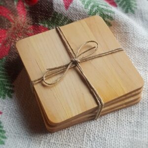 Set of four Swedish birch drinks coasters
