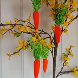 Pack of four flocked hanging Easter carrots by Gisela Graham