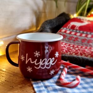 "The Special Christmas Edition" red enamel hygge snowflake mug