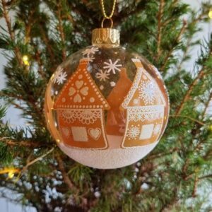 Clear gingerbread house glass Christmas bauble by Gisela Graham