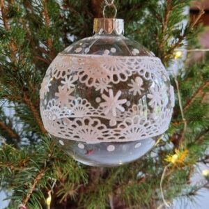 Clear glitter lace Christmas bauble by Gisela Graham