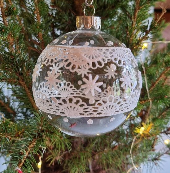 Clear glitter lace Christmas bauble by Gisela Graham - Scandinavian ...
