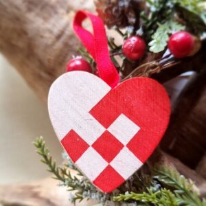 Wooden Julehjerte Danish Christmas heart ornament