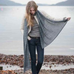 Luxury steel grey alpaca travel wrap and bag by Samantha Holmes