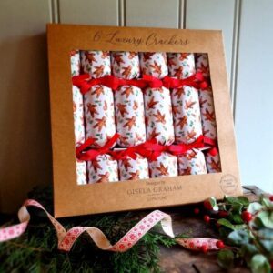 Set of 6 Gingerbread Christmas baking-themed crackers by Gisela Graham, plastic-free