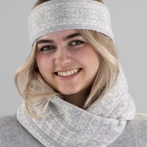 Cashmere blend Scandi snood - silver and white