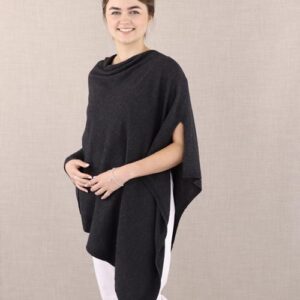 Cashmere blend classic poncho - anthracite