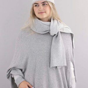 Cashmere blend classic poncho - silver grey