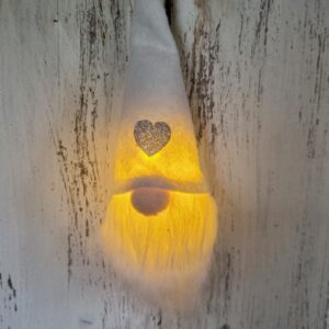 White light-up Christmas nisse/tomte/gnome/gonk ornament