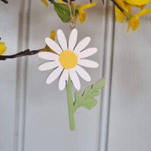 Gisela Graham wooden hanging daisy Easter ornament