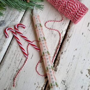 Candy cane Scandinavian traditional Christmas advent taper candle