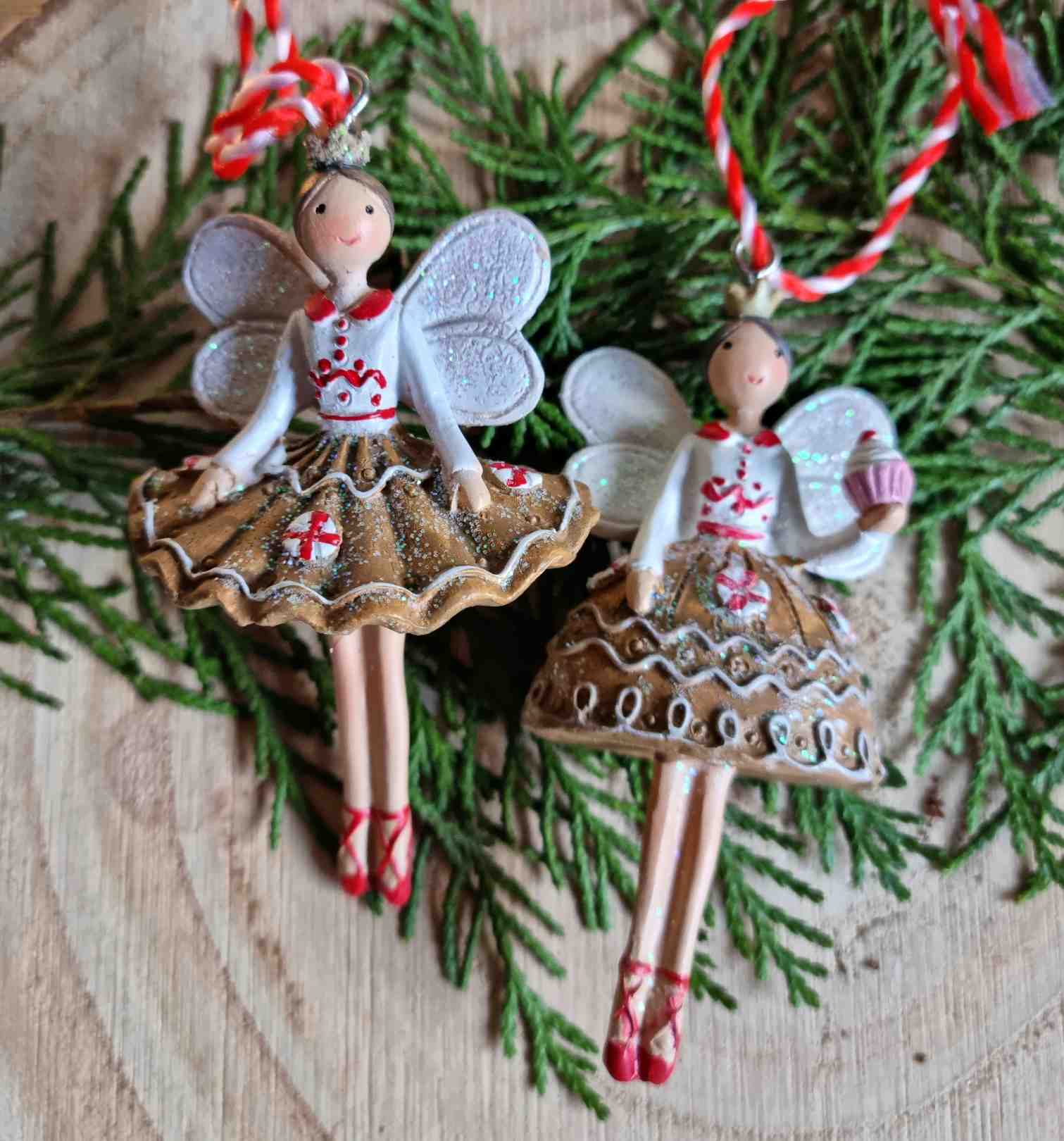 Gisela Graham Resin Gingerbread Angel Fairy Christmas Tree Decoration Iced Gisela Graham 