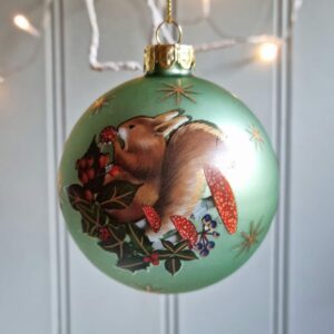 Pale green squirrel glass Christmas bauble by Gisela Graham