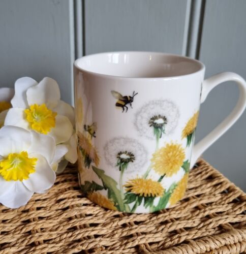 pretty dandelion and bee china mug wildlife