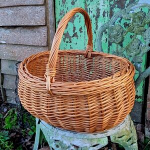 large tradtional willow shopping basket vintage