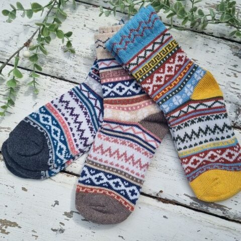 assorted Nordic Scandinavian cosy socks hyggestyle