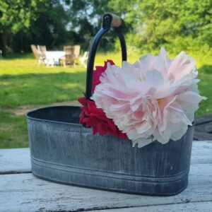 Distressed metal garden trug
