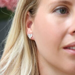"Marianne" hammered silver heart studs