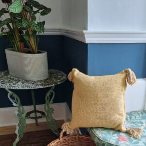 Bergen mustard herringbone recycled cotton Scandi boho cushion