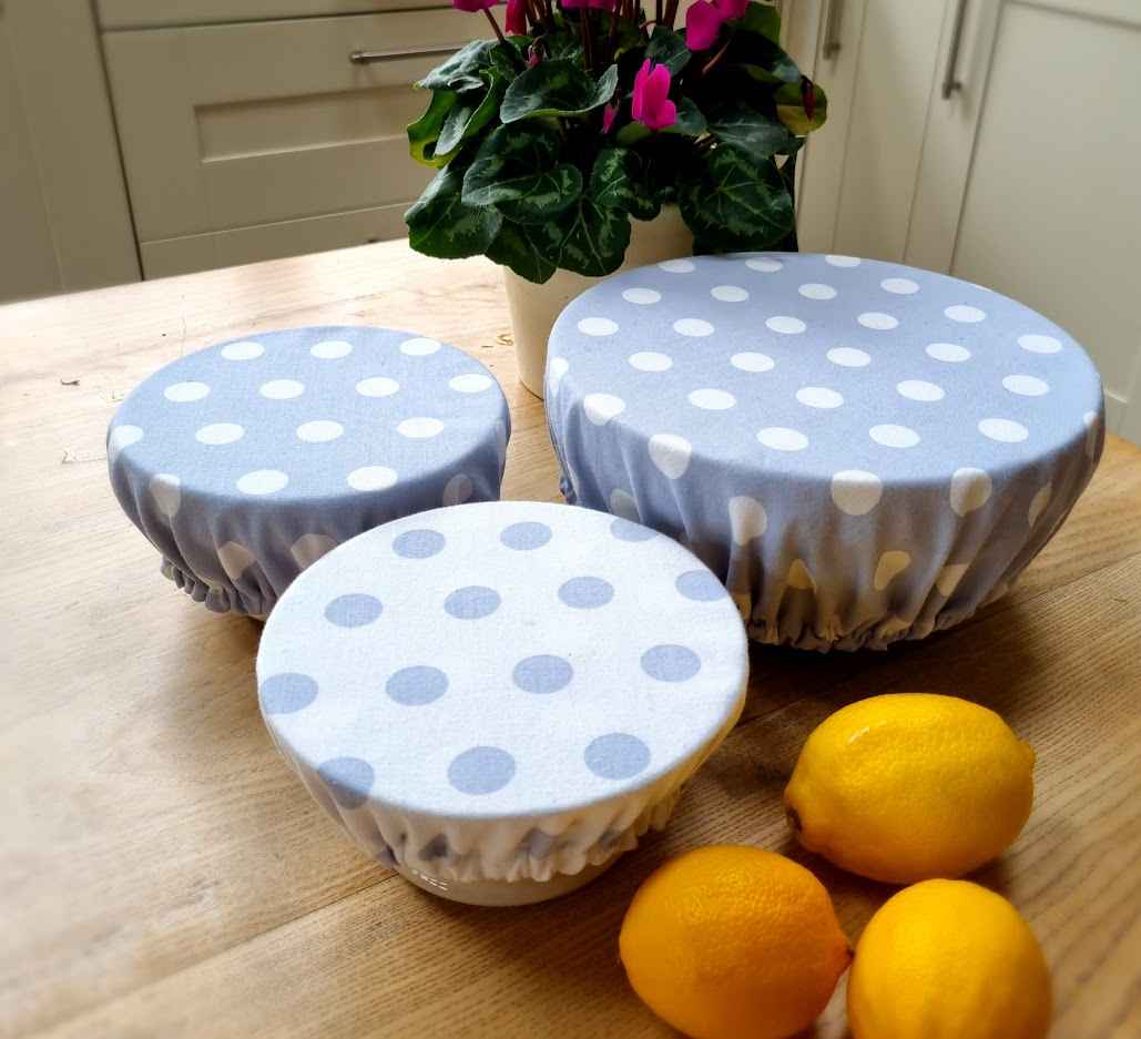 DIY upcycled reuseable cotton bowl covers