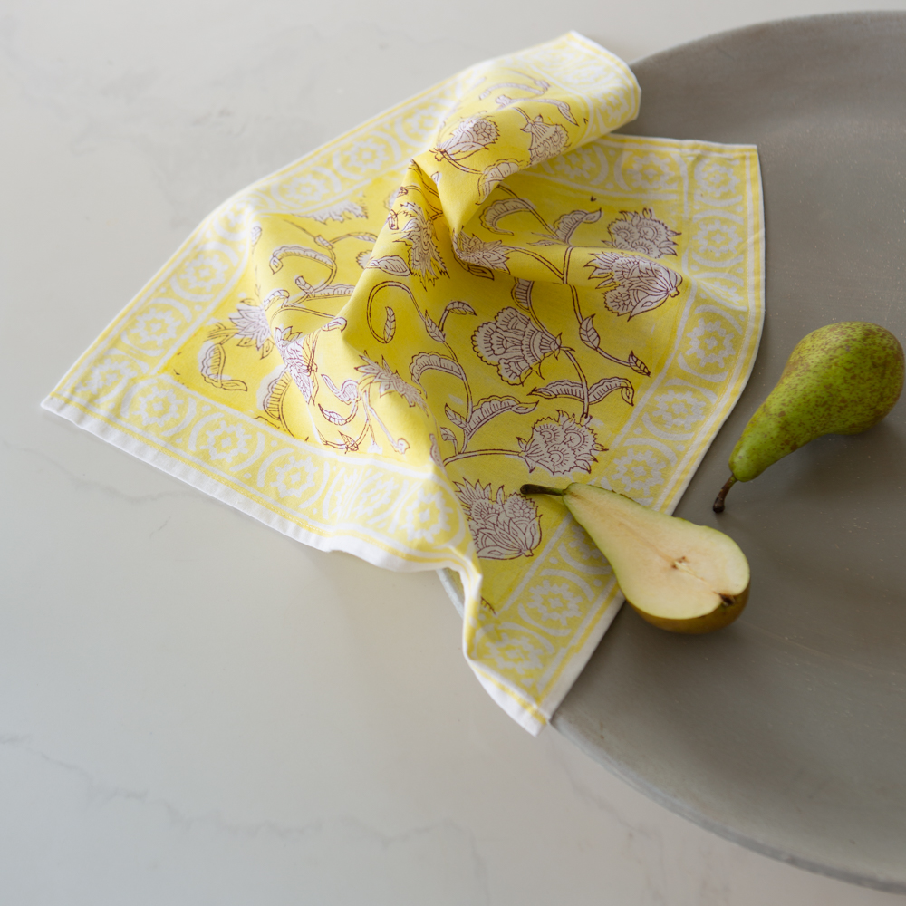 lemon berry hand blocked napkins