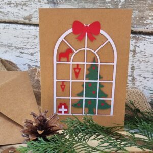 "The night before Christmas" Danish paper cut hanging mobile with greetings card