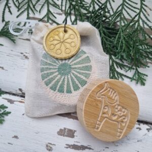 Hand-made "Dala Horse" wooden cookie stamp